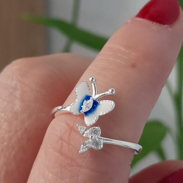 Anillo italiano ajustable mariposa esmaltada