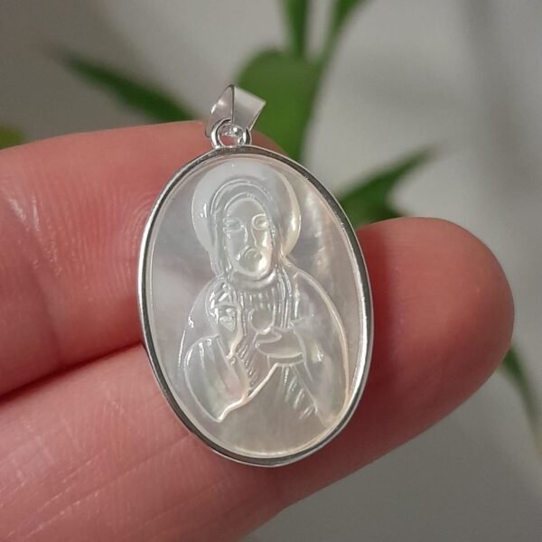 Dije italiano sagrado corazon de jesus en nacar