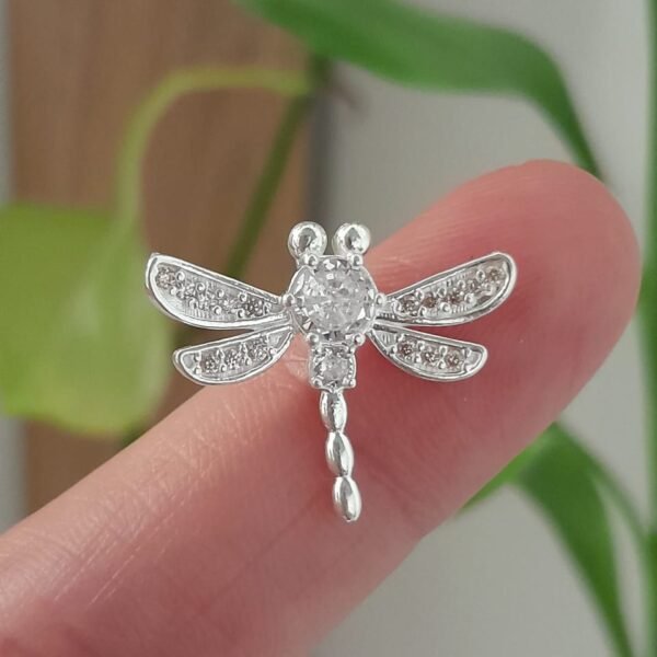 Dije italiano libelula con cubic blanco
