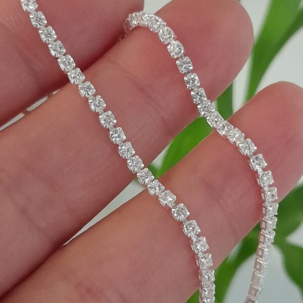 Pulsera laminada tennis con cubic blanco