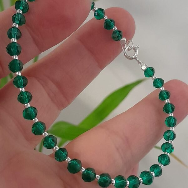 Pulsera italiana cristal de roca verde oscuro