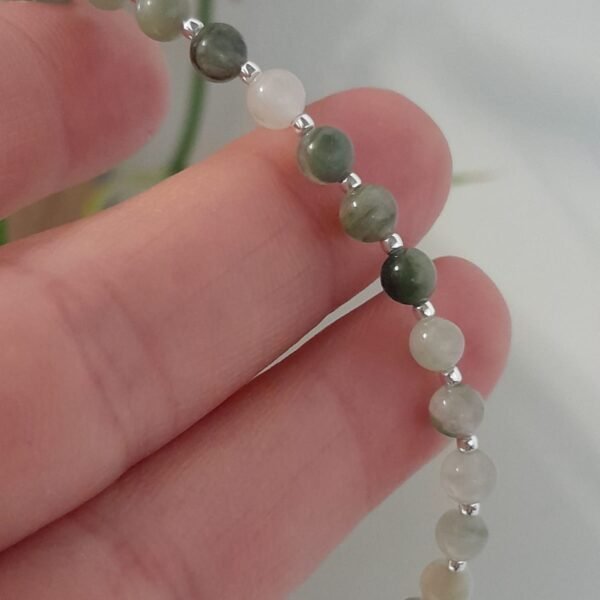 Pulsera italiana piedra natural cuarzo verde gris