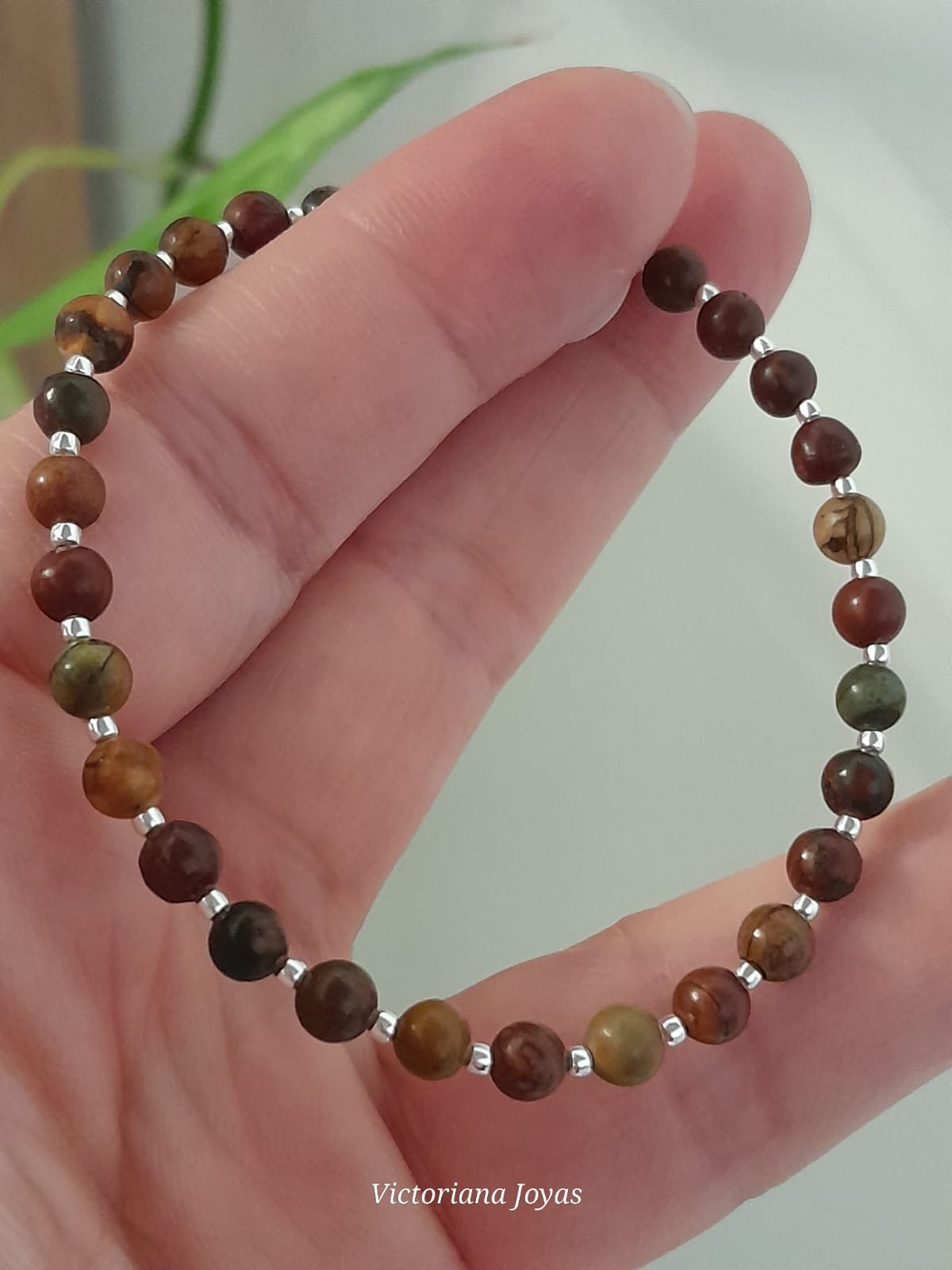 Pulsera italiana piedra natural jaspe picasso