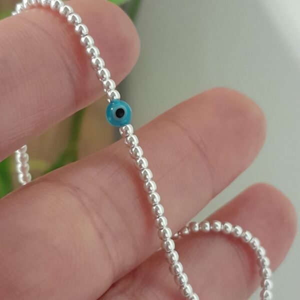 Pulsera italiana ajustable con ojo turco celeste