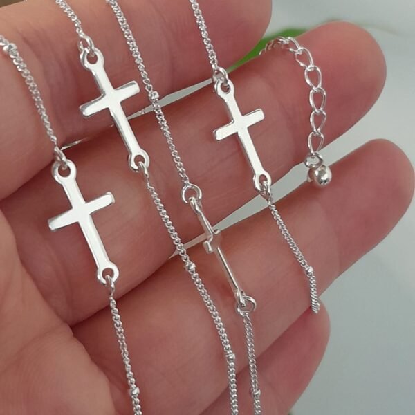 Pulsera italiana con cruz lisa