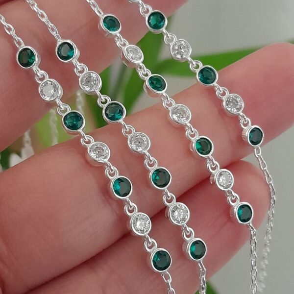 Pulsera italiana con cubic verde y blanco