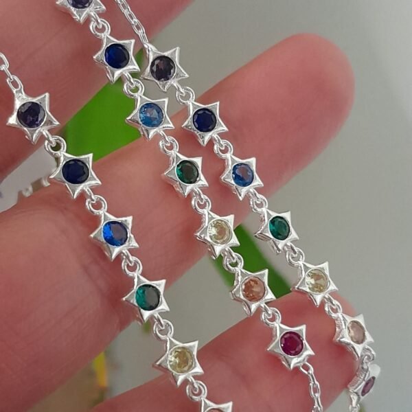 Pulsera italiana estrellas con cubic de colores