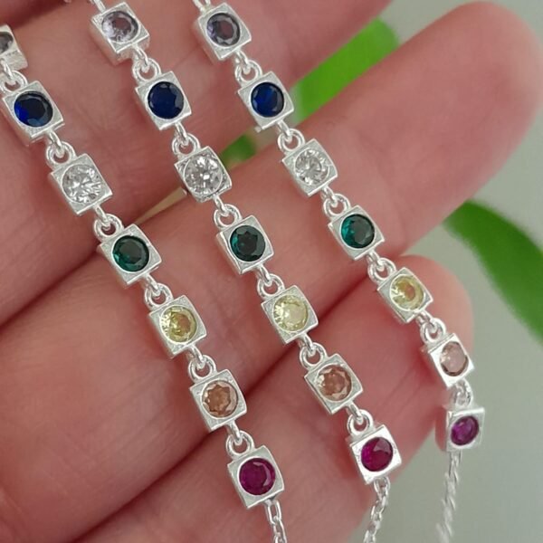 Pulsera italiana cuadrados con cubic de colores