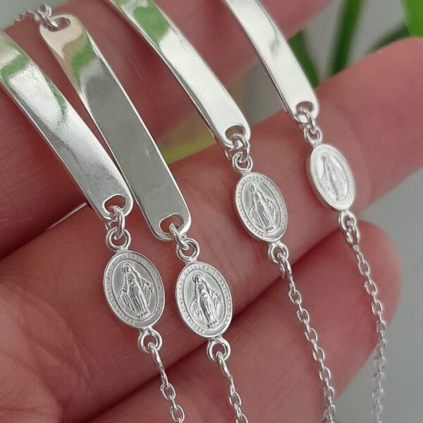 Pulsera italiana de identidad con medalla milagrosa
