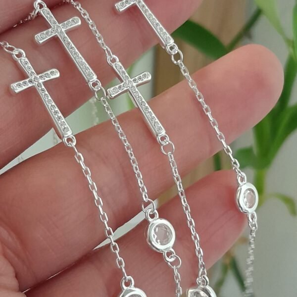 Pulsera italiana cruz con cubic