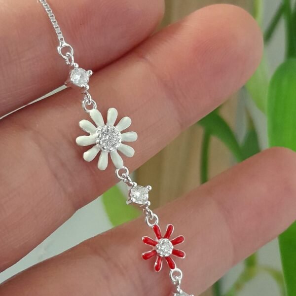 Pulsera italiana flores esmaltadas