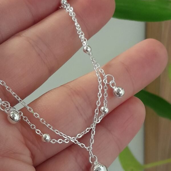 Pulsera italiana doble cadena con bolitas