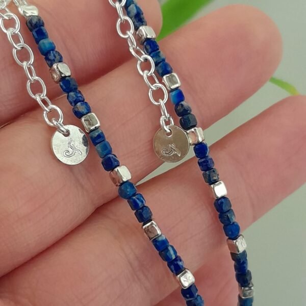 Pulsera italiana cristal azul cuadrado