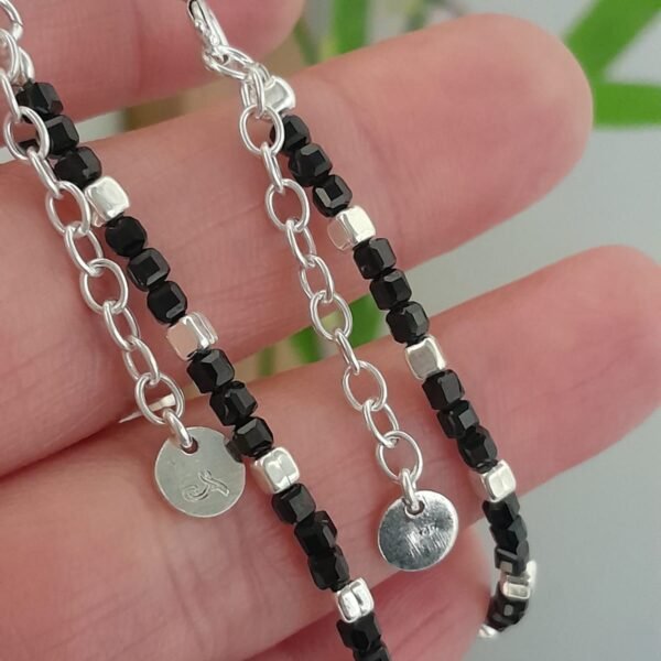 Pulsera italiana cristal negro cuadrado