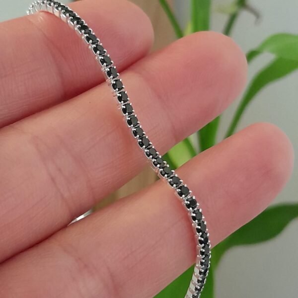 Pulsera italiana tennis con cubic negro