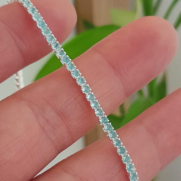 Pulsera italiana tennis con cubic celeste