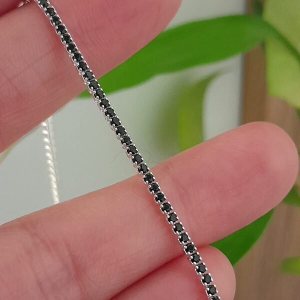 Pulsera italiana tennis con cubic negro