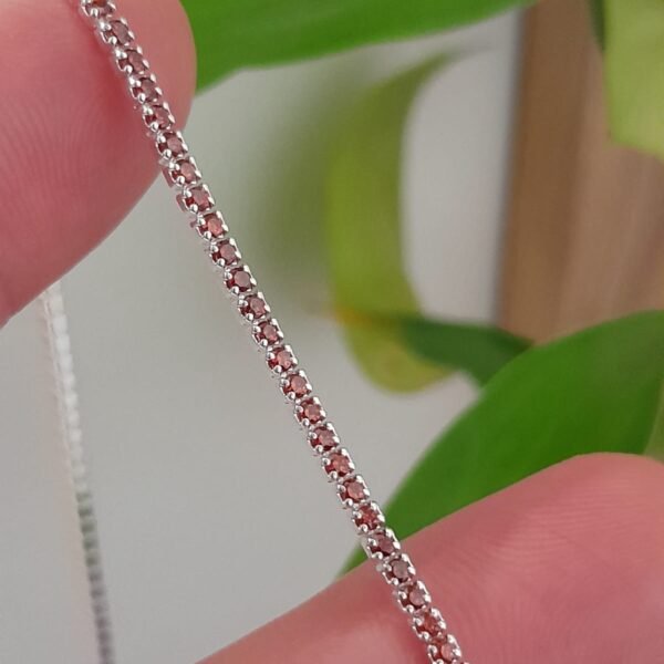 Pulsera italiana tennis con cubic rojo