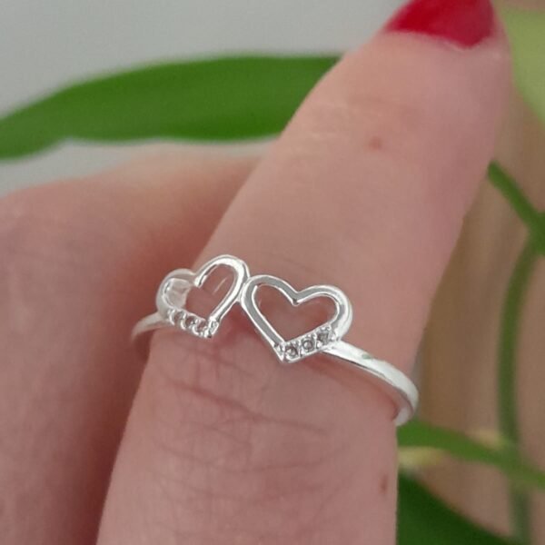 Anillo laminado dos corazones