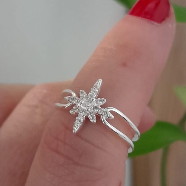 Anillo laminado doble estrella con cubic