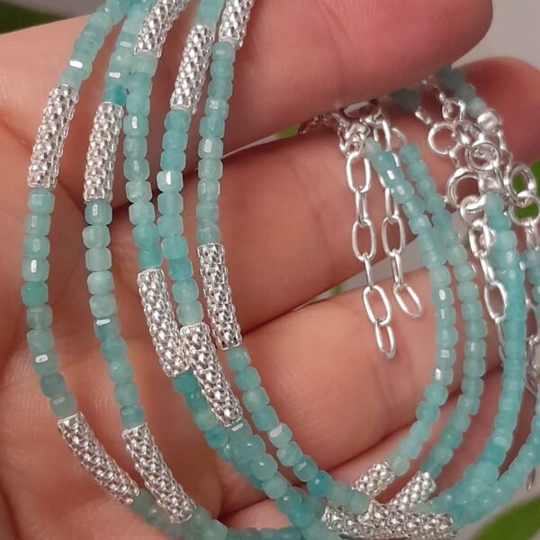 Pulsera italiana piedra atural verde agua