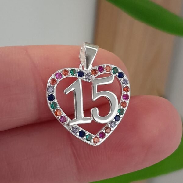 Dije italiano 15 corazon cubic colores