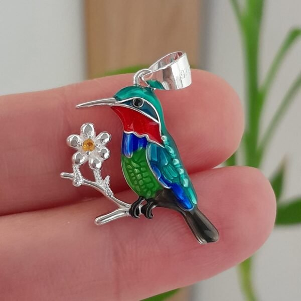 Dije italiano colibri esmaltado