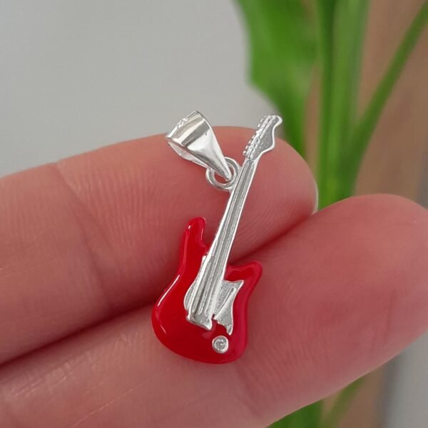 Dije italiano guitarra esmaltada roja