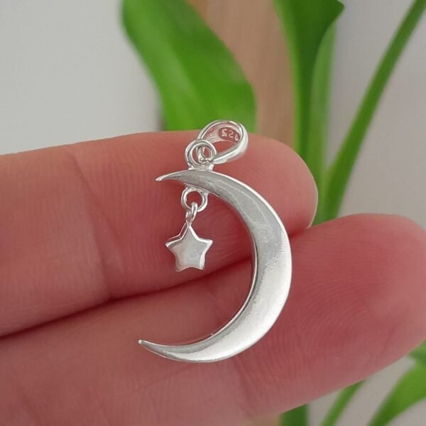 Dije italiano luna y estrella colgante lisa
