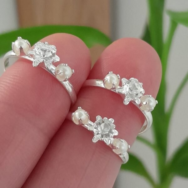 Anillo laminado cubic y perla