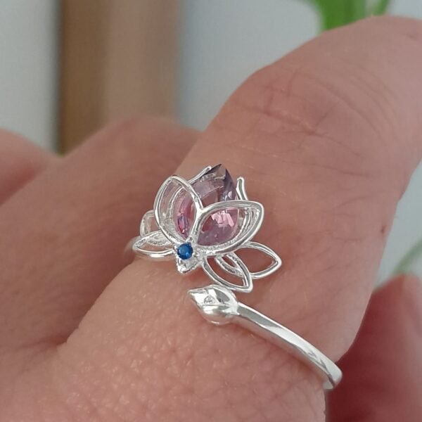 Anillo italiano ajustable flor de loto cubic rosa