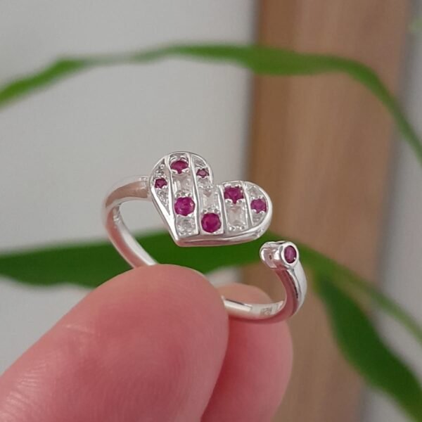 Anillo italiano ajustable corazon cubic rosa