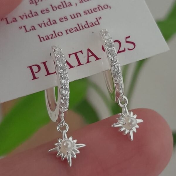 Argolla italiana con cubic y estrellita de perla colgante