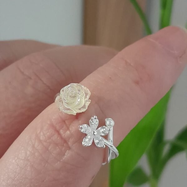 Anillo italiano ajustable rosa de nacar