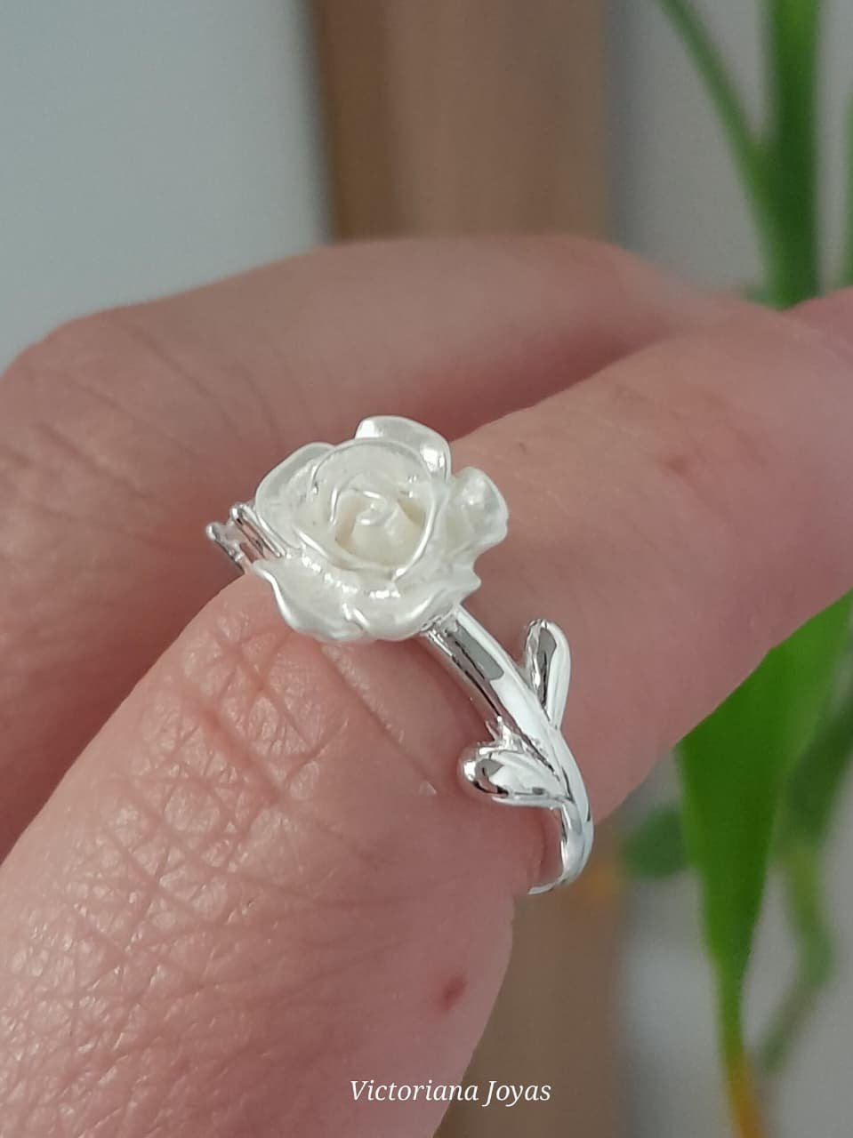 Anillo italiano ajustable rosa de nacar