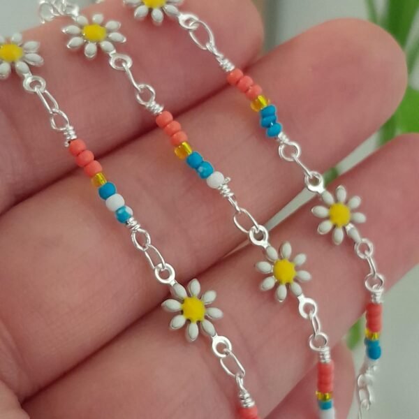 Pulsera laminada margaritas con colores