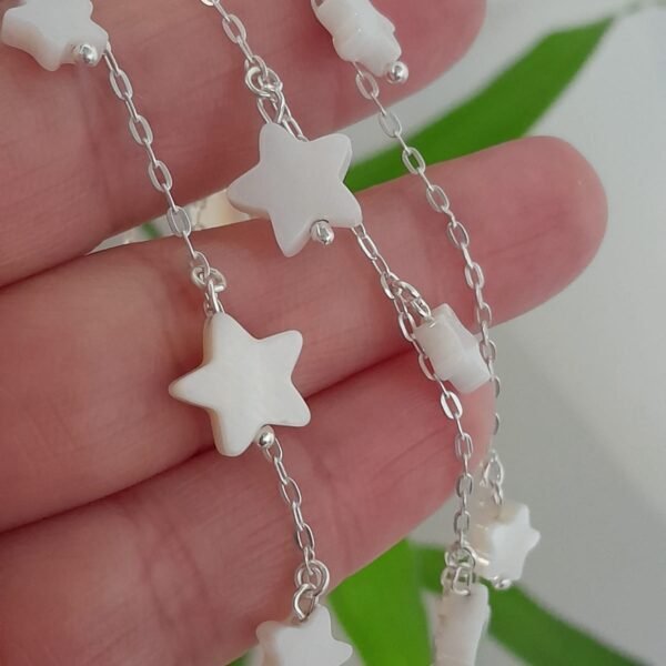 Pulsera laminada estrella de nacar colgante