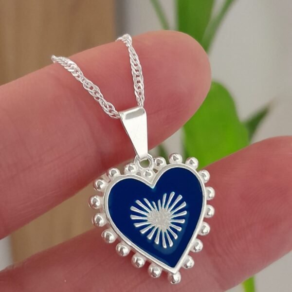 Dije laminado corazon esmaltado azul