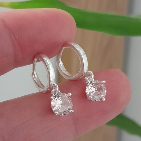 Argolla laminada cubic redondo rosa colgante