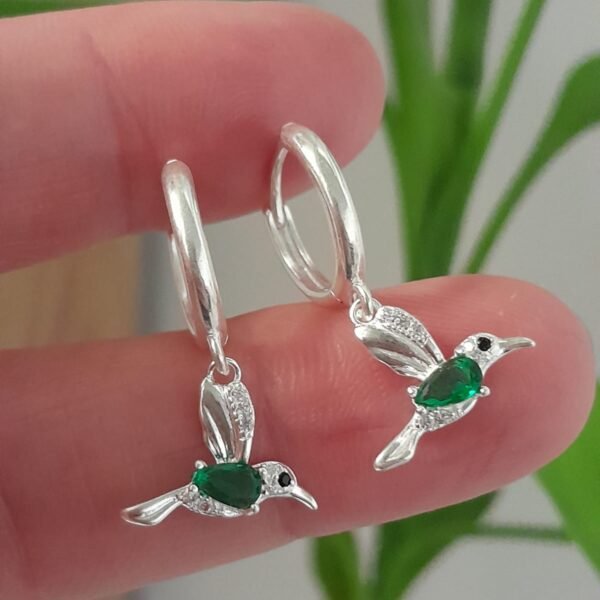 Argolla laminada colibri verde colgante