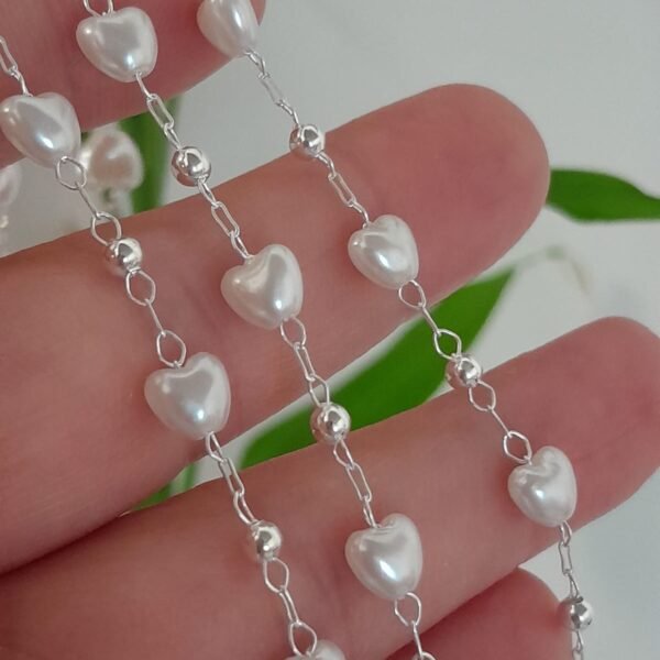 Pulsera laminada corazones de perla