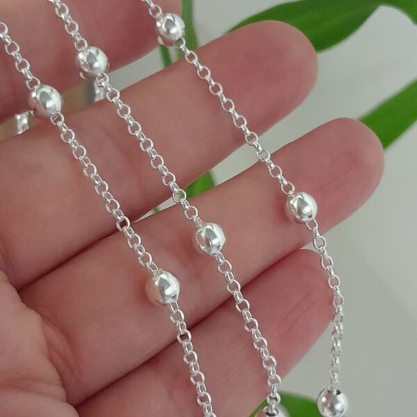 Pulsera laminada rolo con bolas lisas