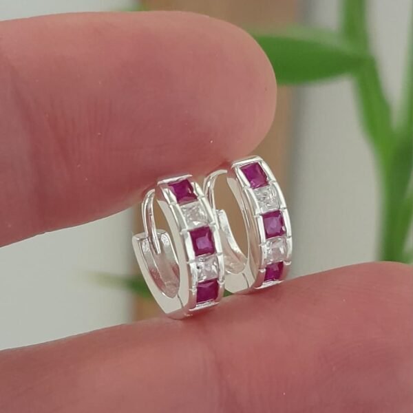 Argolla italiana cubic fucsia y blanco