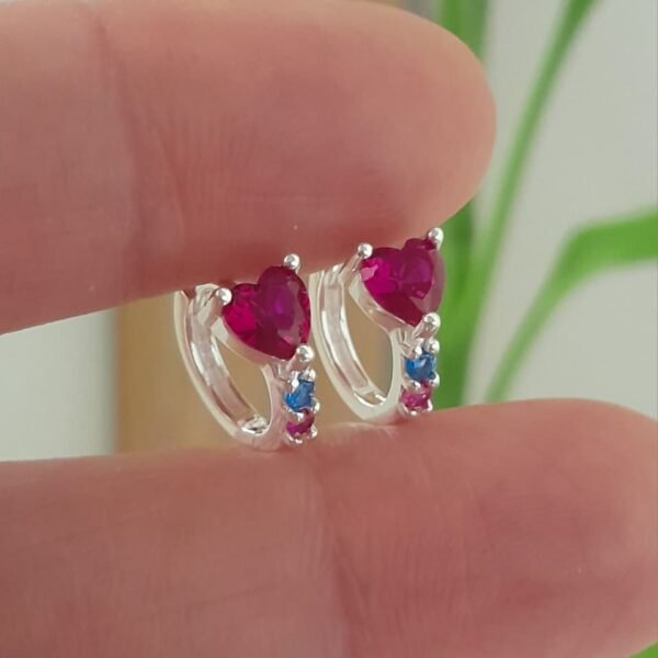 Argolla italiana corazon de cubic fucsia