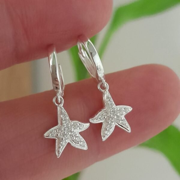 Argolla italiana estrella de mar con cubic colgante