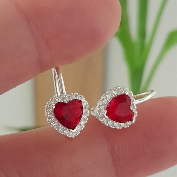 Argolla italiana brizura corazon cubic rojo