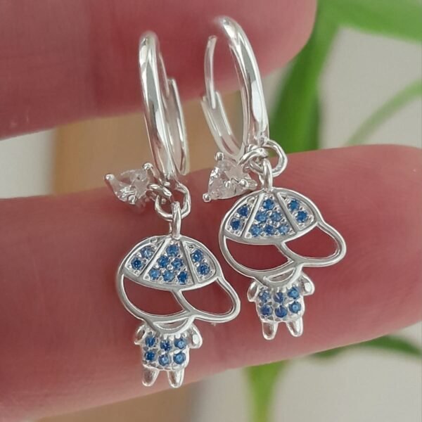 Argolla italiana niño colgante cubic azul