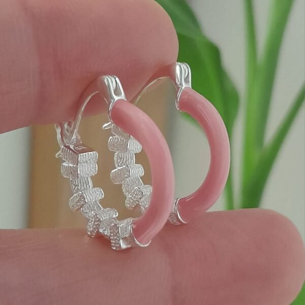 Argolla italiana esmaltado rosa