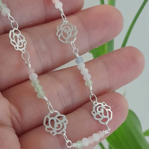 Chocker laminado rosas y cristal
